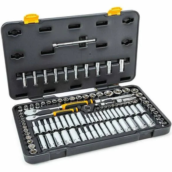 GEARWRENCH 1/4 in. and 3/8 in. Drive 6-Point Standard & Deep SAE/Metric 90-Tooth Ratchet and Socket Mechanics Tool Set (106-Piece)