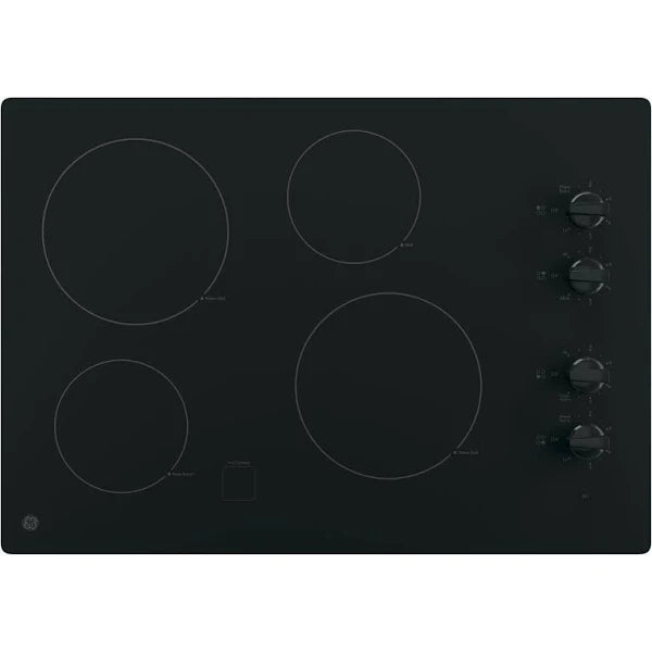 GE 30 in. Radiant Electric Cooktop in Black with 4 Elements including 2 Power Boil Elements