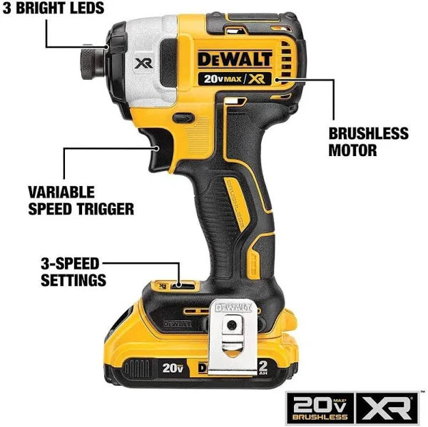DEWALT 20V MAX XR Cordless Brushless 3-Speed 1/4 in. Impact Driver with (2) 20V 4.0Ah Batteries and Charger