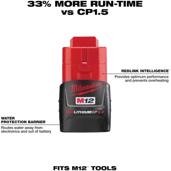 Milwaukee M12 12-Volt Lithium-Ion 2.0 Ah Compact Battery Pack