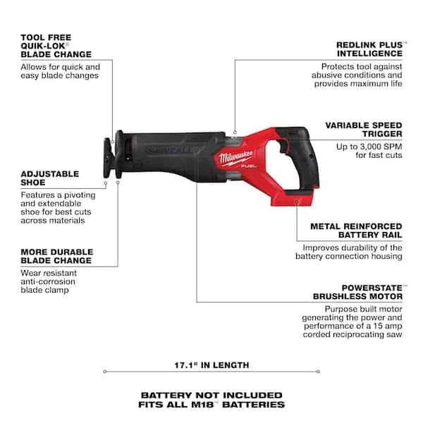 Milwaukee M18 FUEL 18-Volt Lithium-Ion Cordless 7-1/4 in. Rear Handle Circ Saw w/SAWZALL, Two 6 Ah High Output Batteries (2-Tool)