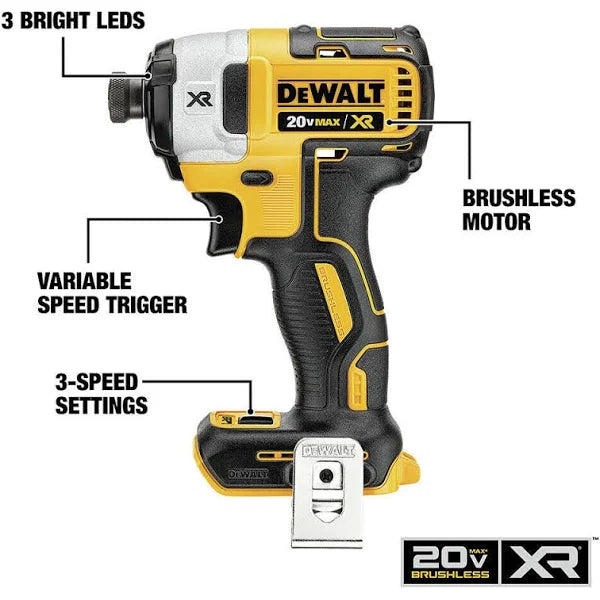 DEWALT 20V MAX XR Cordless Brushless 3-Speed 1/4 in. Impact Driver with (1) 20V 5.0Ah Battery and Charger